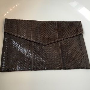 Brown alligator clutch purse snap closure vintage